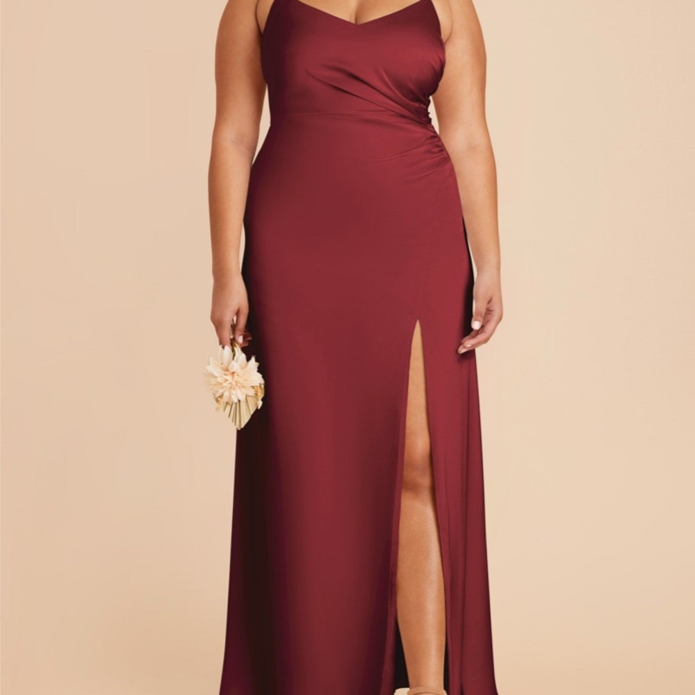 Plus Size Burgundy Maxi Dress with Leg Slit